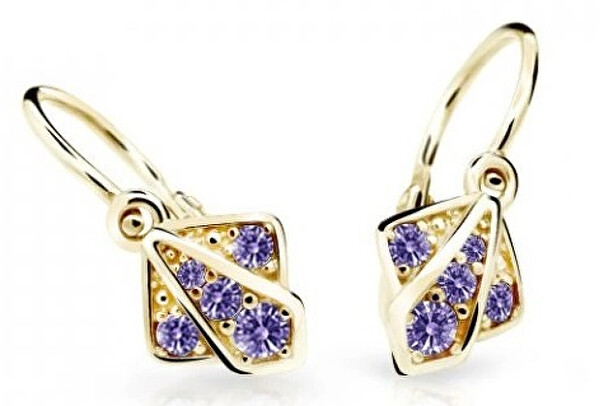 Cutie Jewellery Cutie Jewellery Detské náušnice zo žltého zlata C2241-10-X-1 fialová
