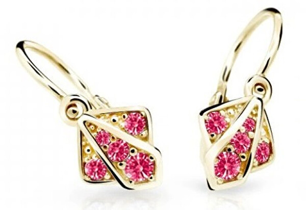 Cutie Jewellery Cutie Jewellery Detské náušnice zo žltého zlata C2241-10-X-1 fuchsiová