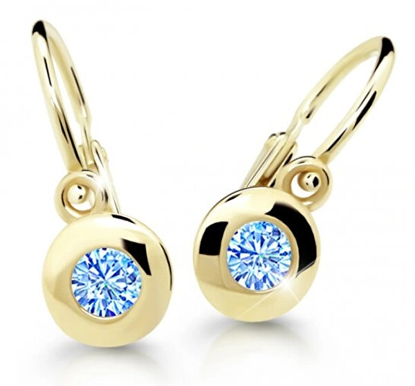 Cutie Jewellery Detské náušnice zo žltého zlata C2589-10-X-1 svetlo modrá