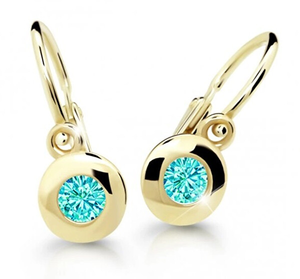 Cutie Jewellery Detské náušnice zo žltého zlata C2589-10-X-1 svetlo zelená