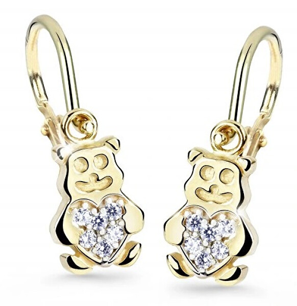 Cutie Jewellery Detské náušnice zo žltého zlata Medvedíky C2751-10-X-1 biela