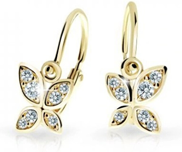 Cutie Jewellery Detské náušnice zo žltého zlata Motýliky C2259-10-X-1 biela