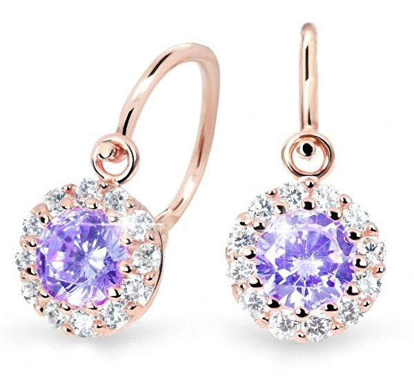 Cutie Jewellery Krásne detské náušnice z ružového zlata C2745-10-X-4 fialová