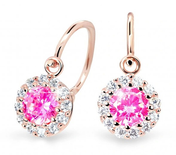 Cutie Jewellery Krásne detské náušnice z ružového zlata C2745-10-X-4 fuchsiová