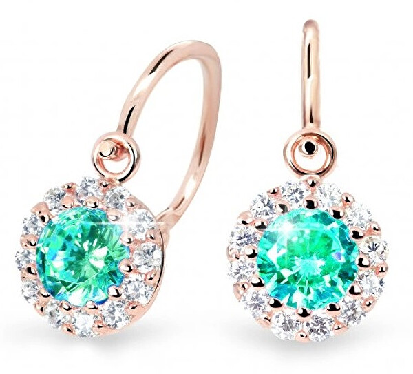 Cutie Jewellery Krásne detské náušnice z ružového zlata C2745-10-X-4 svetlo zelená