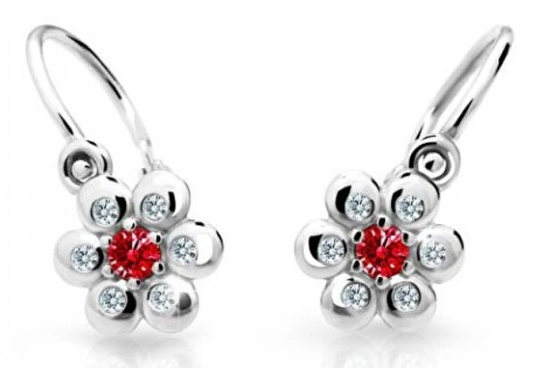 Cutie Jewellery Kytičkové detské náušnice z bieleho zlata C2247-10-X-2 červená