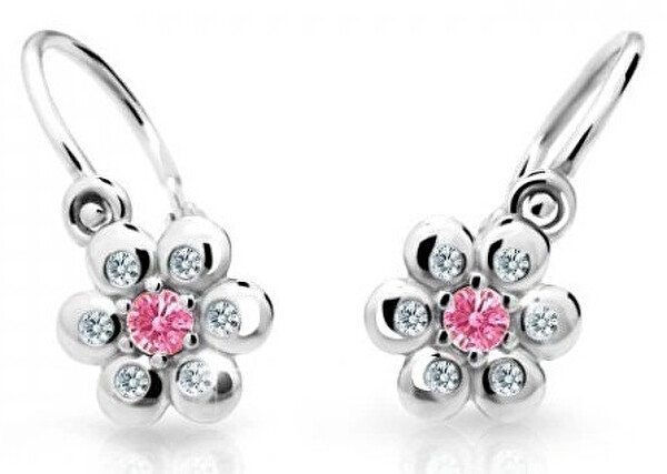Cutie Jewellery Kytičkové detské náušnice z bieleho zlata C2247-10-X-2 fuchsiová