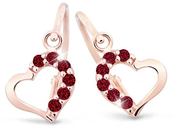 Cutie Jewellery Nežné detské náušnice z ružového zlata C2757-10-X-4 červená