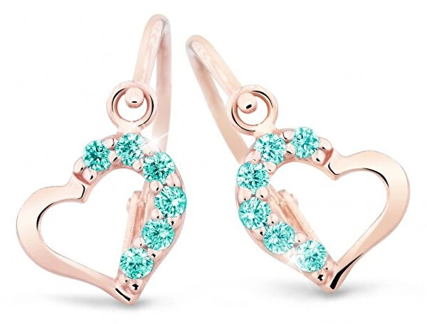 Cutie Jewellery Nežné detské náušnice z ružového zlata C2757-10-X-4 svetlo zelená