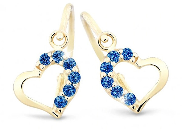 Cutie Jewellery Nežné detské náušnice zo žltého zlata C2757-10-X-1 modrá