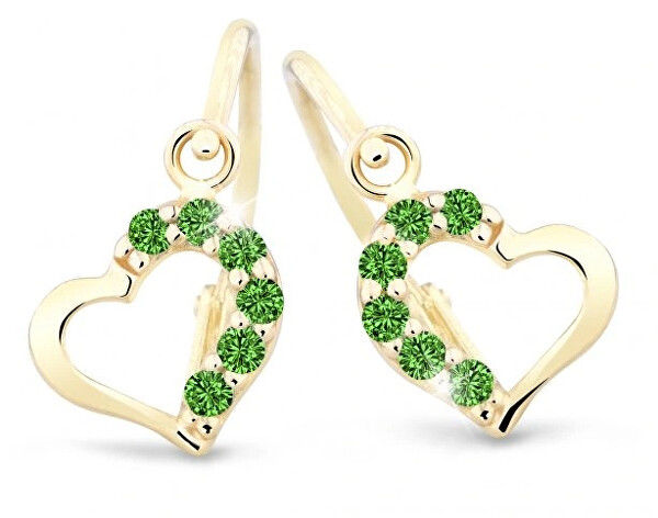 Cutie Jewellery Nežné detské náušnice zo žltého zlata C2757-10-X-1 zelená