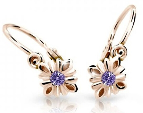 Cutie Jewellery Pôvabné detské náušnice z ružového zlata C2261-10-X-4 fialová