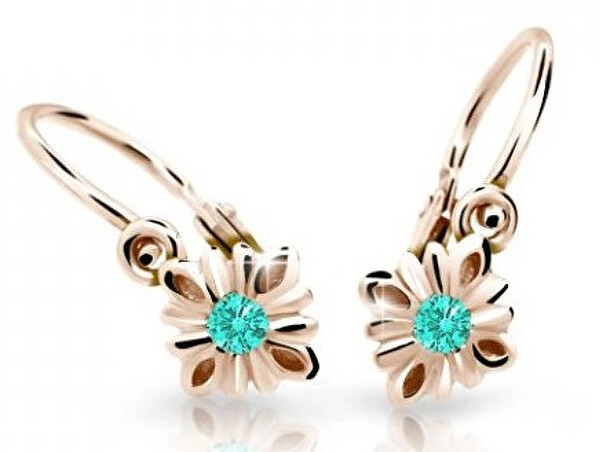 Cutie Jewellery Pôvabné detské náušnice z ružového zlata C2261-10-X-4 svetlo zelená