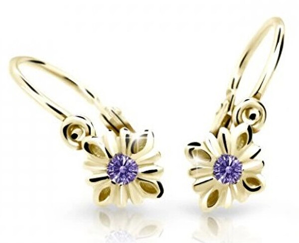 Cutie Jewellery Pôvabné detské náušnice zo žltého zlata C2261-10-X-1 fialová