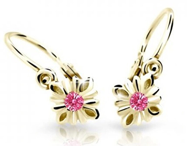 Cutie Jewellery Pôvabné detské náušnice zo žltého zlata C2261-10-X-1 fuchsiová