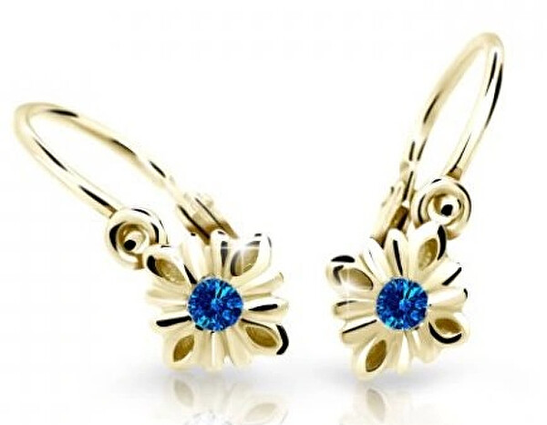 Cutie Jewellery Pôvabné detské náušnice zo žltého zlata C2261-10-X-1 modrá