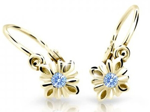 Cutie Jewellery Pôvabné detské náušnice zo žltého zlata C2261-10-X-1 svetlo modrá