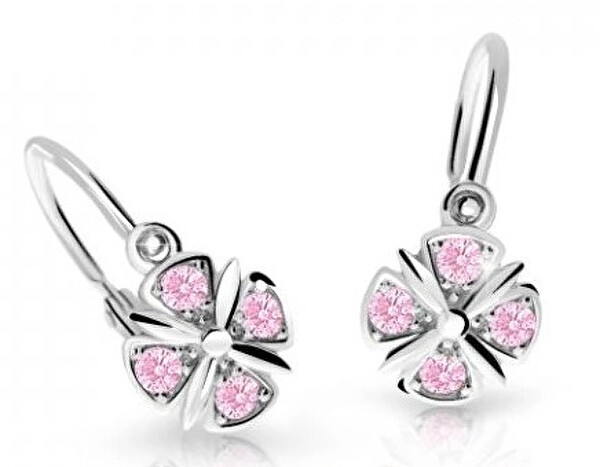 Cutie Jewellery Slušivé detské náušnice z bieleho zlata C2245-10-X-2 ružová