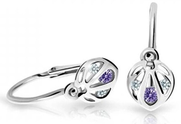Cutie Jewellery Slušivé detské náušnice z bieleho zlata C2265-10-X-2 fialová