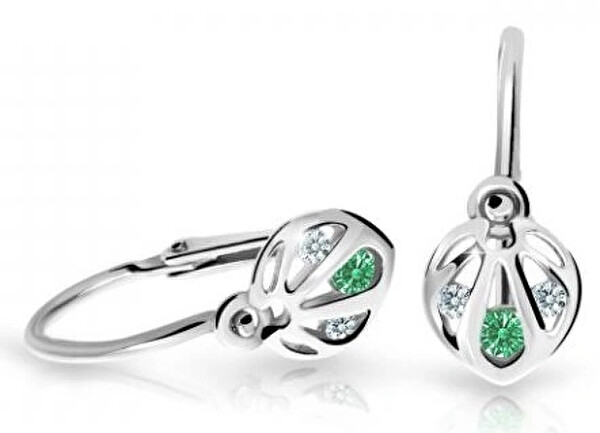 Cutie Jewellery Slušivé detské náušnice z bieleho zlata C2265-10-X-2 zelená
