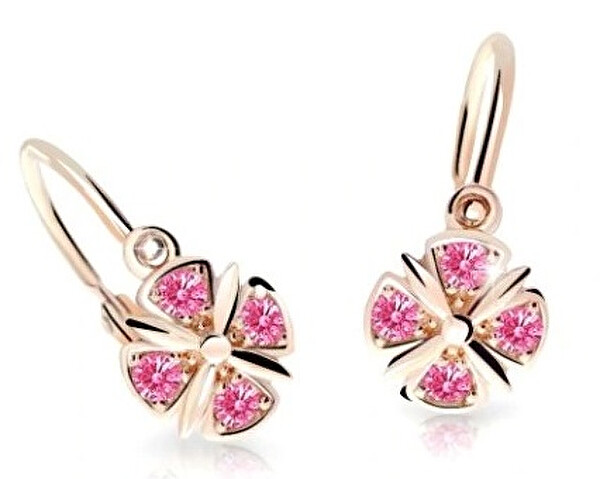 Cutie Jewellery Slušivé detské náušnice z ružového zlata C2245-10-X-4 fuchsiová