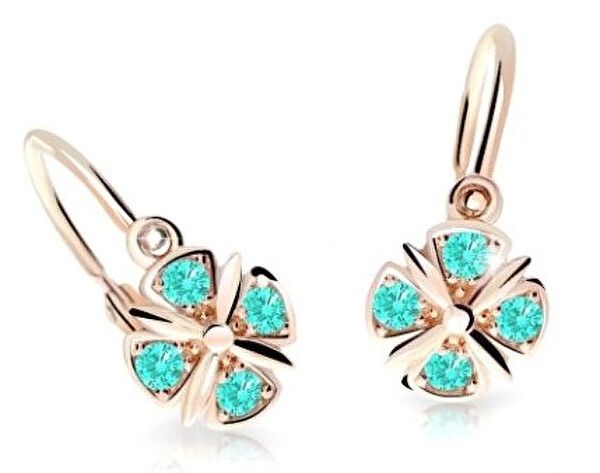 Cutie Jewellery Slušivé detské náušnice z ružového zlata C2245-10-X-4 svetlo zelená