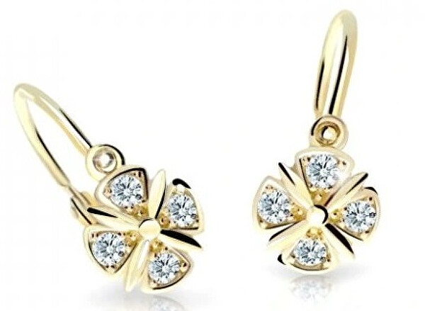 Cutie Jewellery Slušivé detské náušnice zo žltého zlata C2245-10-X-1 biela