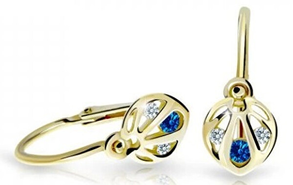 Cutie Jewellery Slušivé detské náušnice zo žltého zlata C2265-10-X-1 modrá
