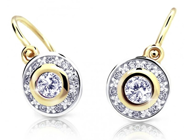 Cutie Jewellery Trblietavé detské bicolor náušnice C2400-10-X-1 biela