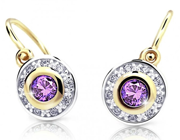 Cutie Jewellery Trblietavé detské bicolor náušnice C2400-10-X-1 fialová