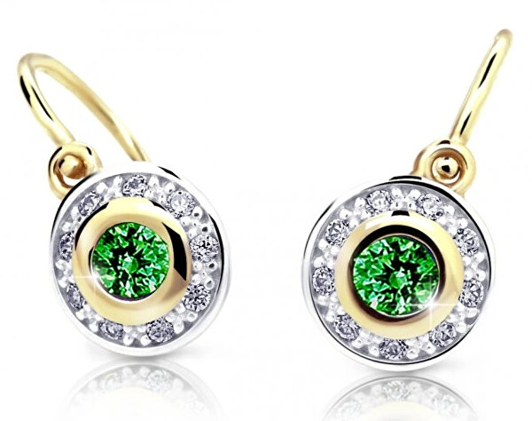 Cutie Jewellery Trblietavé detské bicolor náušnice C2400-10-X-1 zelená