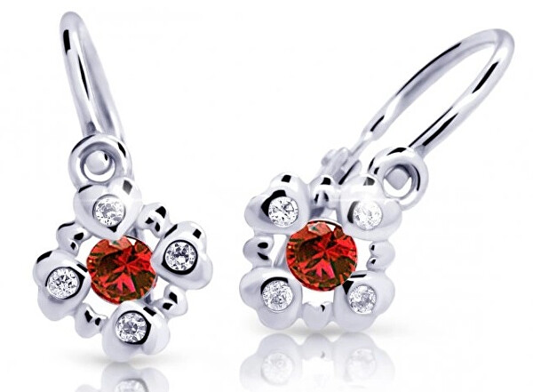 Cutie Jewellery Trblietavé detské náušnice z bieleho zlata C2253-10-X-2 červená