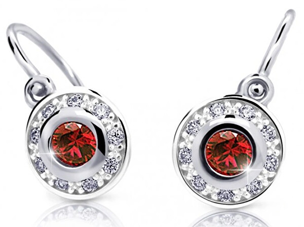 Cutie Jewellery Trblietavé detské náušnice z bieleho zlata C2400-10-X-2 červená