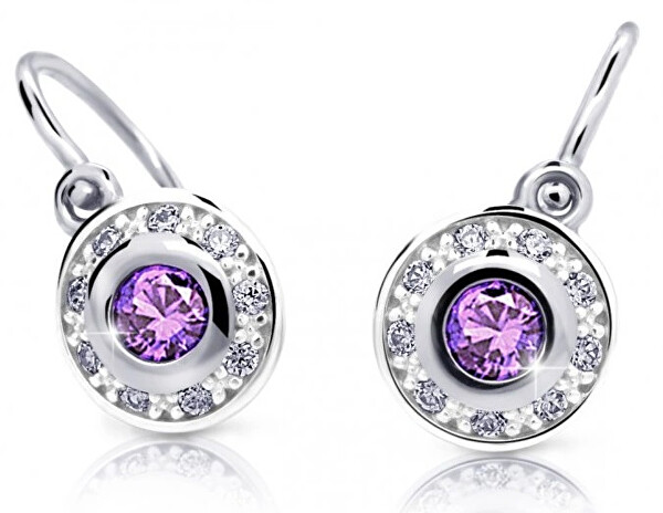 Cutie Jewellery Trblietavé detské náušnice z bieleho zlata C2400-10-X-2 fialová