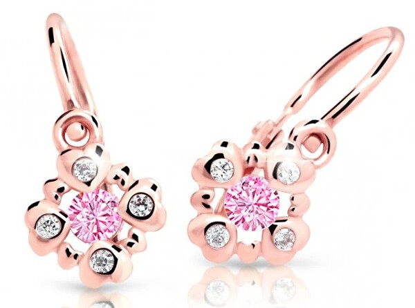 Cutie Jewellery Trblietavé detské náušnice z ružového zlata C2253-10-X-4 ružová