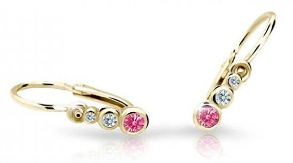 Cutie Jewellery Zlaté detské náušnice C2255-10-X-1 fuchsiová