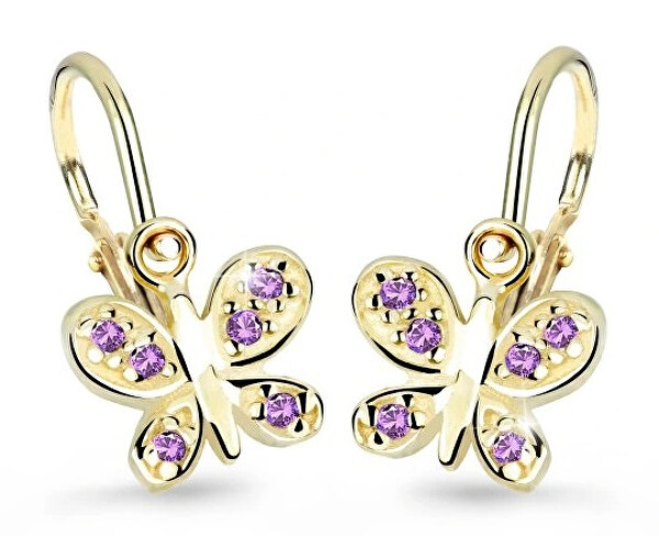Cutie Jewellery Zlaté detské náušnice C2748-10-X-1 fialová