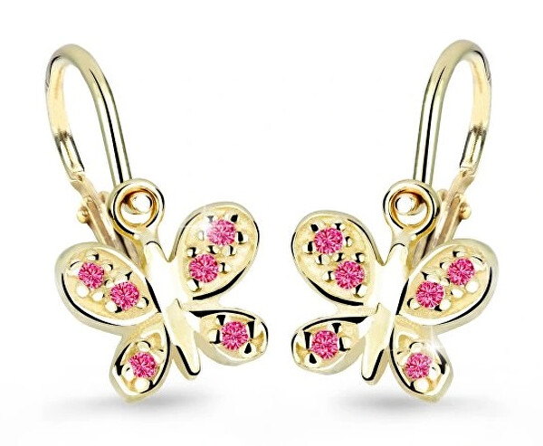 Cutie Jewellery Zlaté detské náušnice C2748-10-X-1 fuchsiová