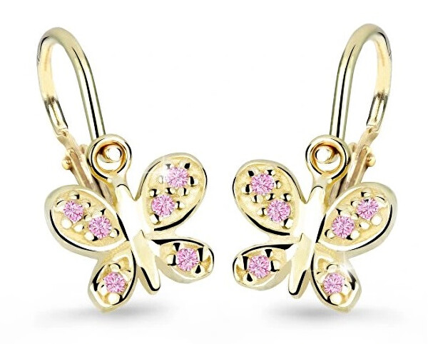 Cutie Jewellery Zlaté detské náušnice C2748-10-X-1 ružová