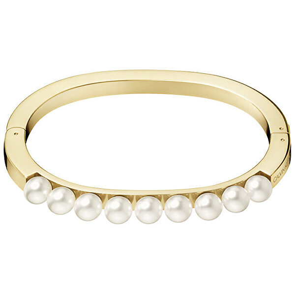 Calvin Klein Pevný pozlacený náramek s perličkami Circling KJAKJD14010 5,8 x 4,6 cm - S
