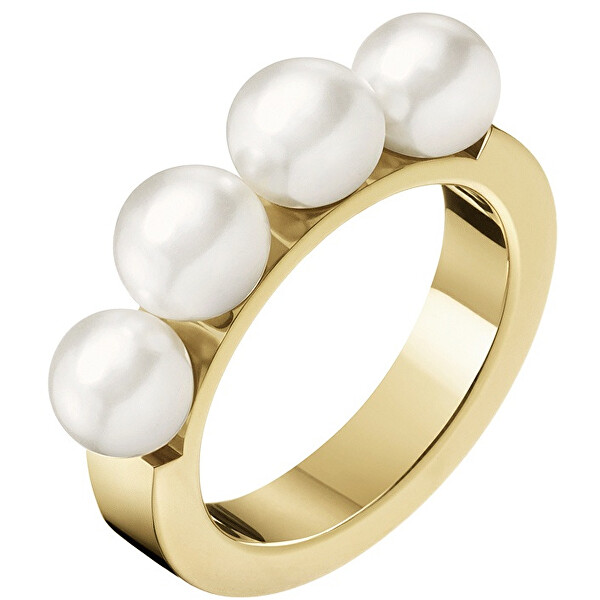 Calvin Klein Pozlacený prsten s perličkami Circling KJAKJR1401 55 mm