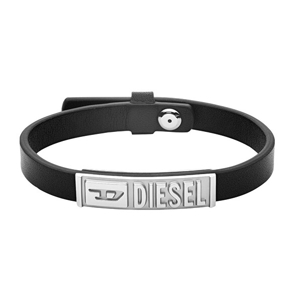 Diesel Černý kožený náramek DX1226040