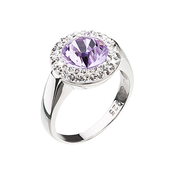 Evolution Group Stříbrný prsten s fialkovým krystalem Swarovski 35026.3 58 mm