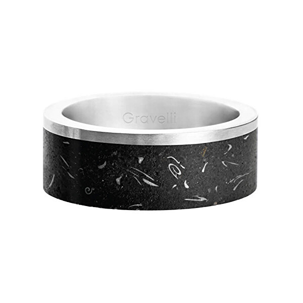 Gravelli Stylový betonový prsten Edge Fragments Edition ocelová/atracitová GJRUFSA002 53 mm