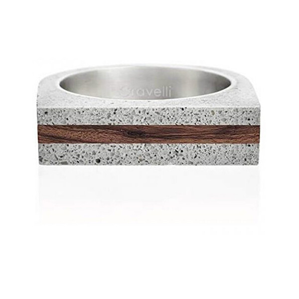 Gravelli Betonový prsten šedý Stamp Wood GJRUWOG004 50 mm