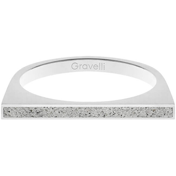 Gravelli Ocelový prsten s betonem One Side ocelová/šedá GJRWSSG121 56 mm