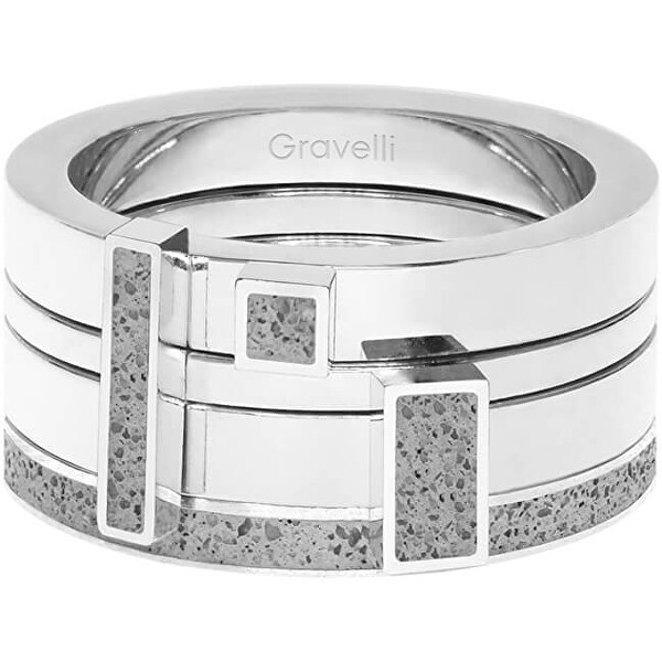 Gravelli Sada čtyř prstenů s betonem Quadrium ocelová/šedá GJRWSSG124 56 mm