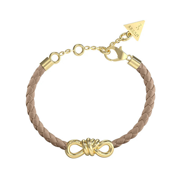 Guess Guess Brățară elegantă din piele bej, decorată cu fundiță delicată JUBB04003JWYGBPT/U