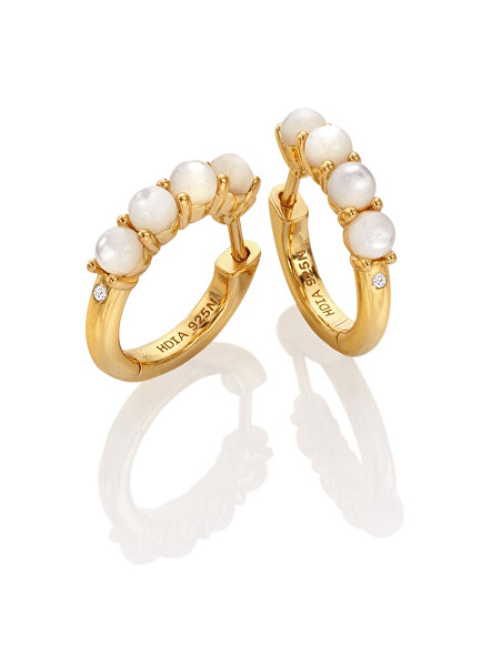 Hot Diamonds Hot Diamonds Krásne pozlátené náušnice kruhy s diamantmi a perličkami Jac Jossa Soul DE727