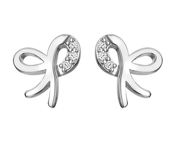 Hot Diamonds Hot Diamonds Cercei frumoși din argint cu diamante Bow Much Loved DE730